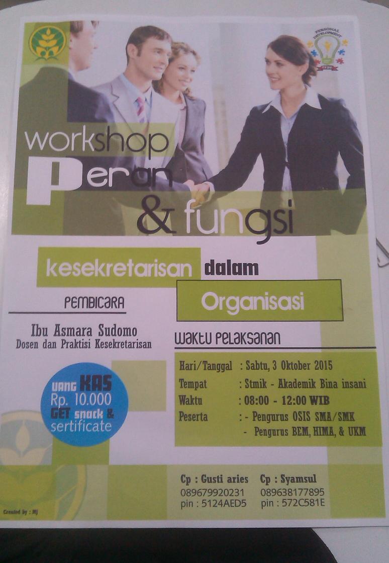 Yuk ikutan workshop ini, kuota terbatas lhoo <a href="/UKMFUTSALBI/">Futsal Bina Insani</a>   <a href="/LDKBinaInsani/">UKM LDK (BI)</a> <a href="/Official_BEMBI/">BEM Bina Insani</a>  <a href="/BinaInsaniOK/">Poc by Ryu</a> <a href="/himaasm_bi/">Hima ASM Bina Insani</a>