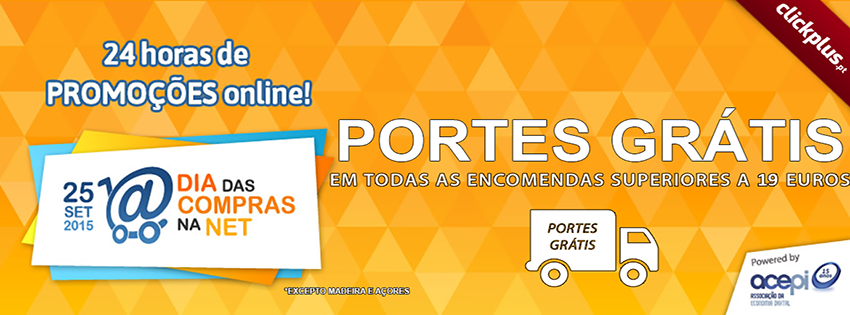 Clickplus_pt's tweet photo. Só Hoje, PORTES GRÁTIS nas encomendas superiores a 19€.

Aproveitem!

http://t.co/D42i04A4rx http://t.co/dVFNYbNOZg