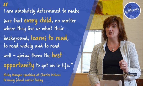educationgovuk's tweet photo. .@NickyMorgan01 has launched a new #literacy drive with @davidwalliams: http://t.co/9TQZwwqlkQ http://t.co/6bhBGqrHcH