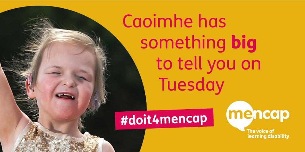 Have you heard we have something VERY BIG to tell you about on Tuesday? We really can't wait - let's all #doit4mencap