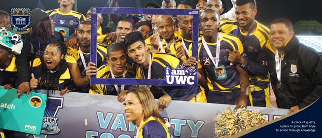 UWConline's tweet photo. @UWC_Footy Crowned #VSFootball Champs for the First Time - #iamUWC no doubt https://t.co/r0FhC93Sot #IAmStellenbosch http://t.co/40klri3MnE