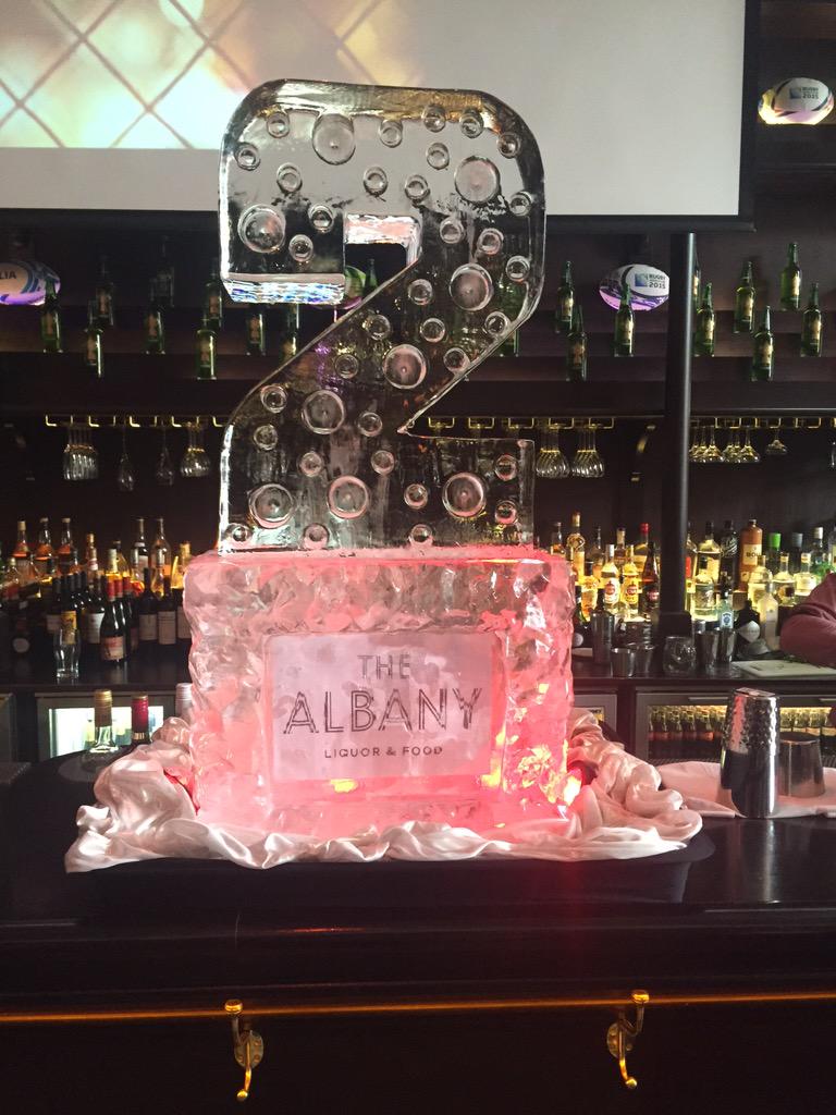 BelfastBowery's tweet photo. It's our second Birthday!! Thanks to @GraemeIce for this beautiful ice sculpture!! http://t.co/6H2eFSZxpn