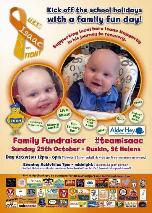 claireyd26's tweet photo. Plz all RT and let's make this a day to remember and raise some much valued funds #teamisaac http://t.co/JDfE7CMtWJ