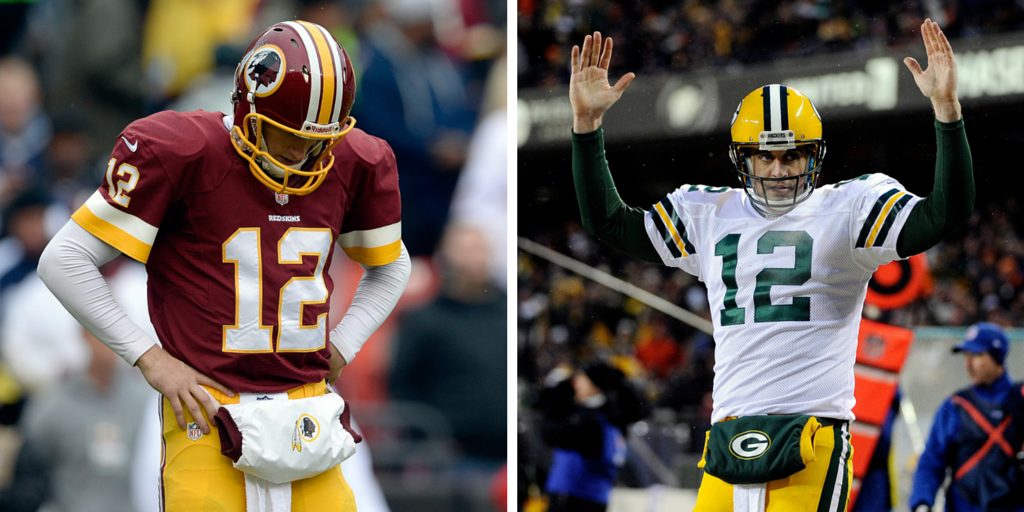 UnSportsESPN's tweet photo. NERD NOTES
Since start of 2014 season:
Kirk Cousins: 476 plays, 15 turnovers
Aaron Rodgers: 1,054 plays, 7 turnovers http://t.co/8E89Ra6rii