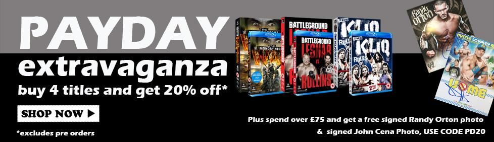 WWEDVD Payday weekend sale! Buy any 4 titles and get 20% off your order, just enter code PD20 wwedvd.co.uk/index.php