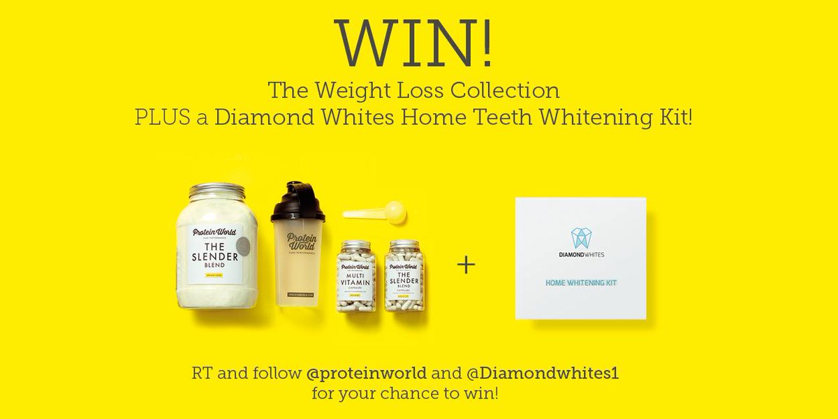 ProteinWorld's tweet photo. #WIN The Weight Loss Collection &amp; a @Diamondwhites1 Teeth Whitening Kit. Follow us both &amp; RT for your chance to win! http://t.co/HPxwmpDAXd