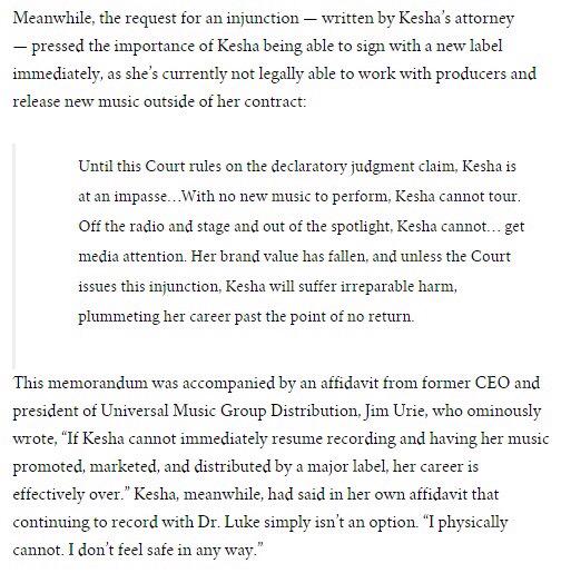 Kesha is losing her career for publically accusing her rapist. #FreedomForKesha