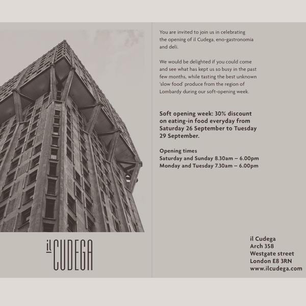 New #Lombardy restaurant @IlCudega opens tomorrow <a href="/Fount_London/">Fount London</a> in #LondonFields #Hackney with 30% off till Tuesday.