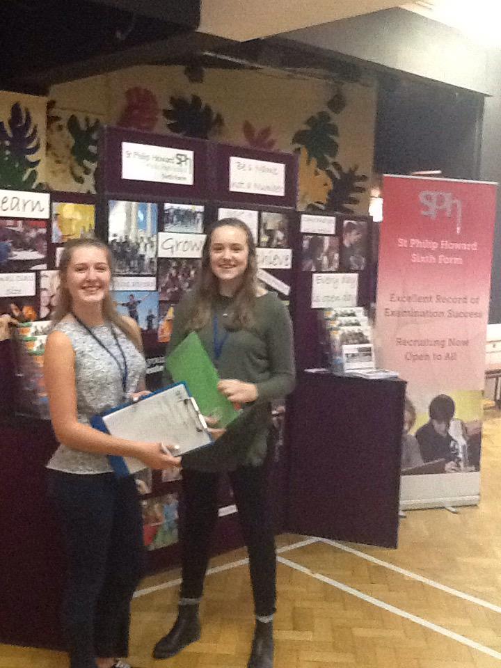 SPH6thForm's tweet image. Adele and Ellie back at @TowersConvent for 6th form evening @PhilipHowardCHS @SPH6thForm