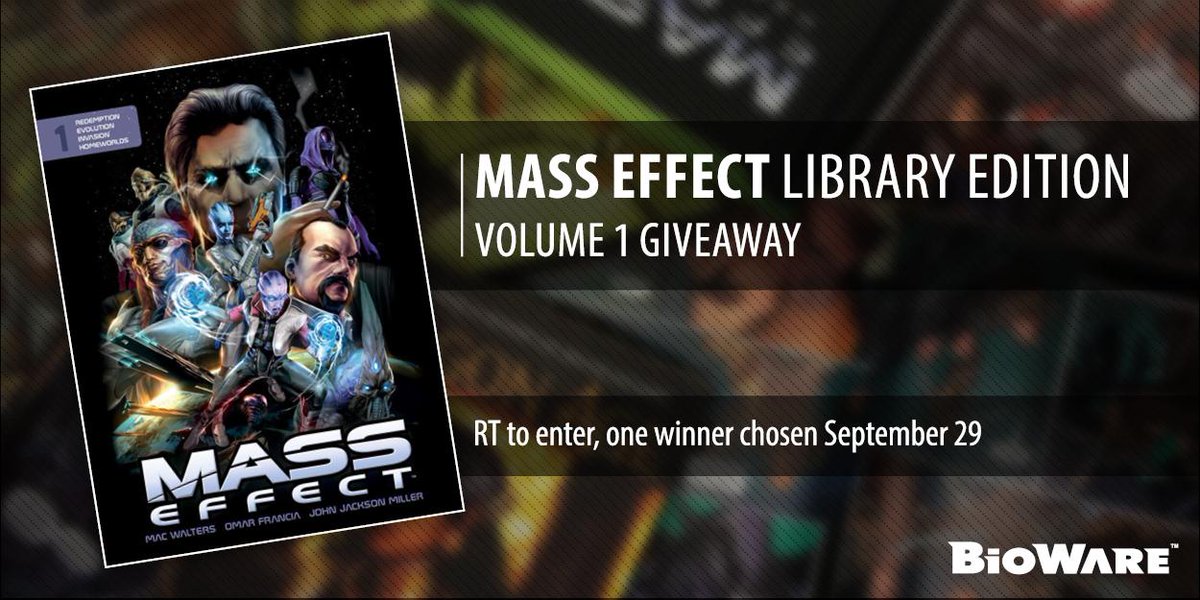 bioware's tweet image. To commemorate #NationalComicBookDay, we're giving away a #MassEffect Library Edition. RT to enter!