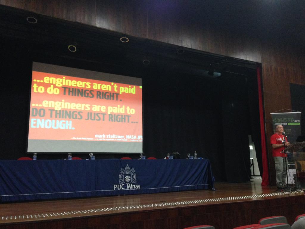 gustavopinto's tweet photo. Engineers are paid to do things just right. Enough. Via @srlm #cbsoft2015 http://t.co/OSGtDPqaLm