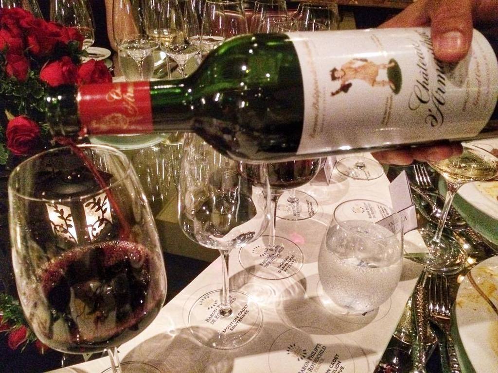 Twelve bottles of Chateau d'Armailhac were flown in from the family cellar of the Rothschilds in France for the Phi…