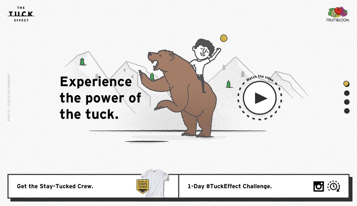 crispinagency's tweet photo. It's the power of the tuck. @FruitOfTheLoom's #TuckEffect is @Awwwards "Site of the Day" http://t.co/ZJ9D5NG7Yt http://t.co/nkSGD58KEa