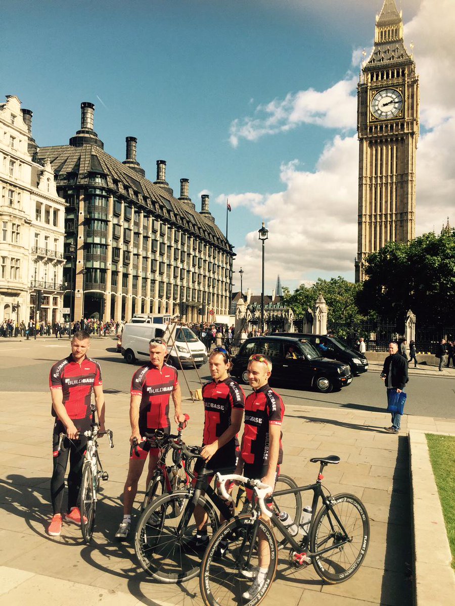 BuildbaseHerneB's tweet photo. #HerneBay Buildbase team at Big Ben ready to set of for their epic cycle ride to Paris - all for @alzheimerssoc http://t.co/RuGflOByfx