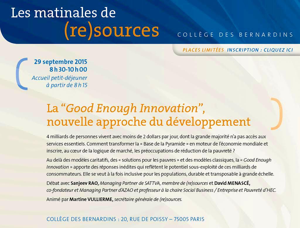 BFT_Restless's tweet image. ID4D: RT re_sourcesthink: J-4 avant la #MatResources "Good Enough Innovation"! FondationKPMGFr ID4D GroupeSOS GERE…