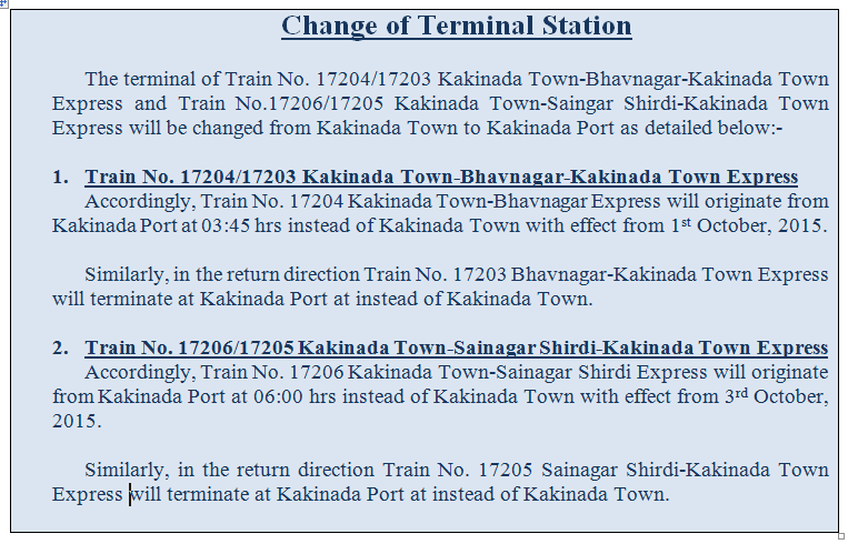 SCRailwayIndia's tweet photo. @RailMinIndia #changeofterminal @Zonal #drmbza http://t.co/SQCcZpQPkR