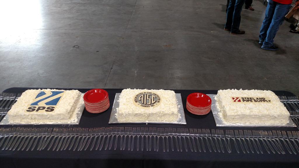 Awesome #SteelDay cakes at <a href="/steelandpipe/">Steel and Pipe Supply</a>. <a href="/aisc/">American Institute of Steel Construction</a>