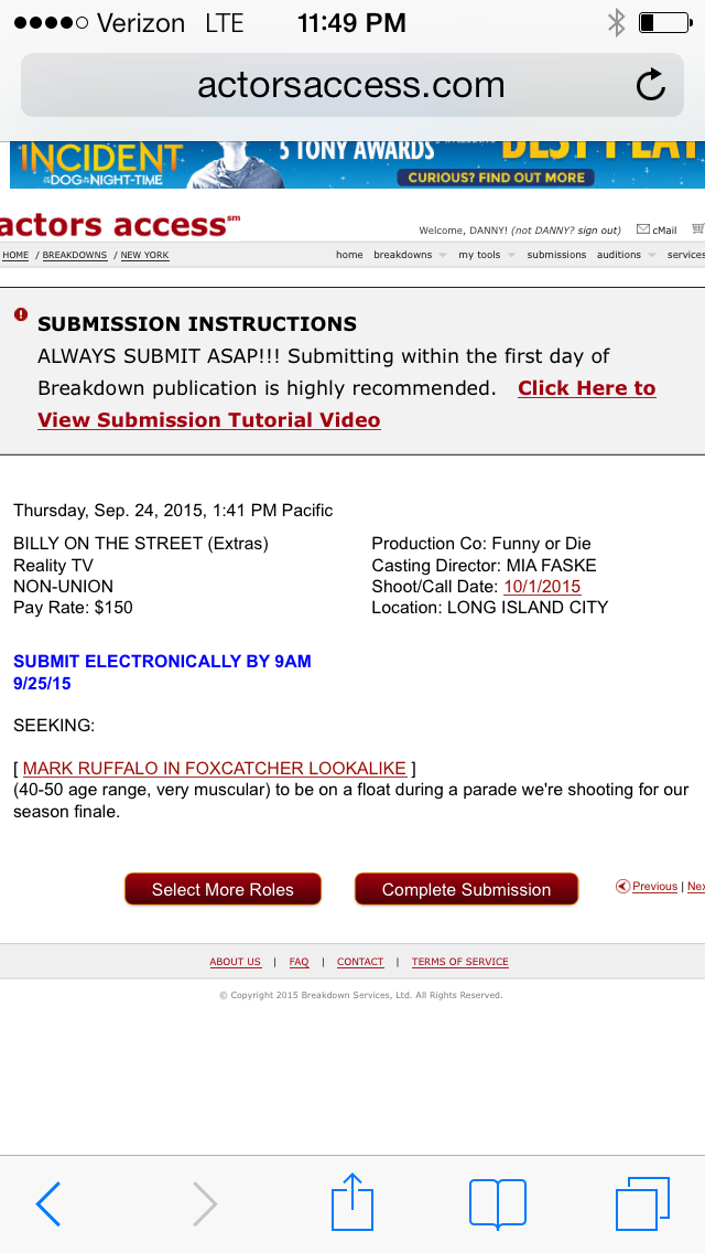 MarkRuffalo's tweet photo. I should try out for this. http://t.co/Ps8AcNXt1y