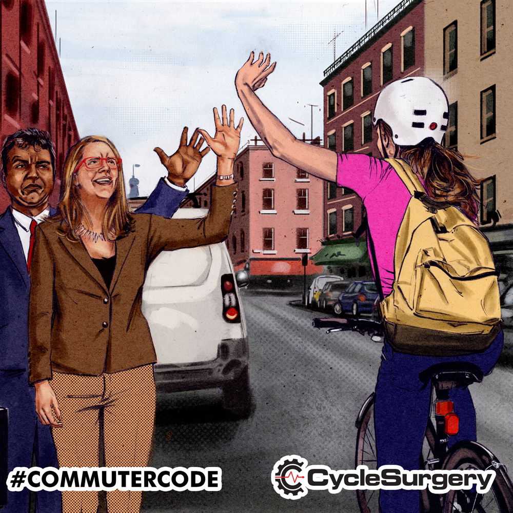 CycleSurgery's tweet photo. "Make new friends really easily by high-fiving anyone hailing a taxi" - Mike W #CommuterCode http://t.co/lWE1iMtZnq