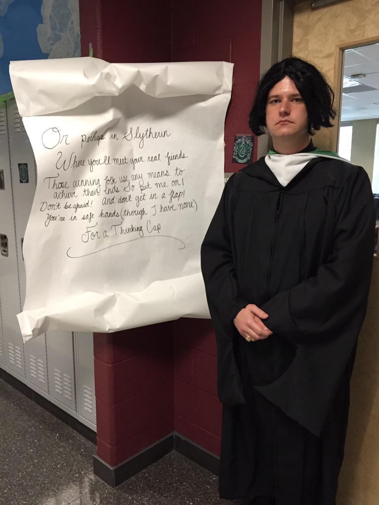 EnglishTchr87's tweet photo. Professor Snape decided to step in and teach my zero block class today... http://t.co/LrDe9z5yWc