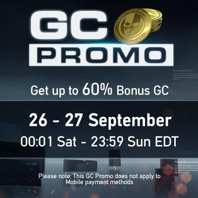Get up to 60% bonus GC this weekend!