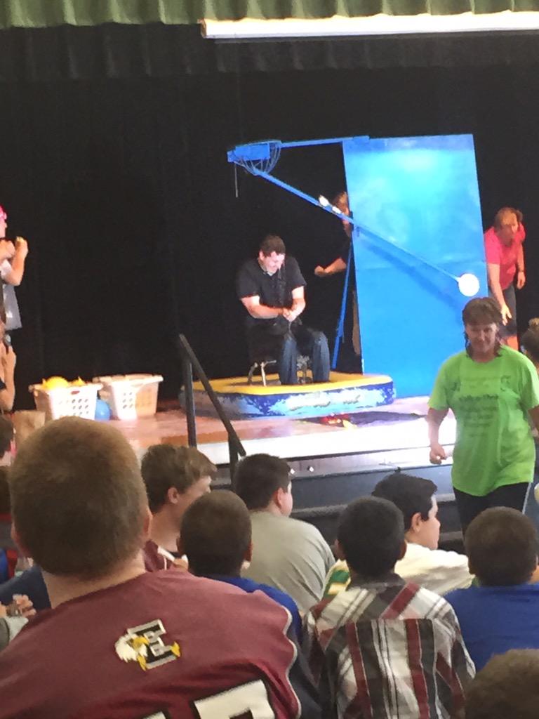 holmesmiddle's tweet image. Students had fun today at lunch as those who participated in fundraiser got a chance to soak a teacher.  #fumaroles