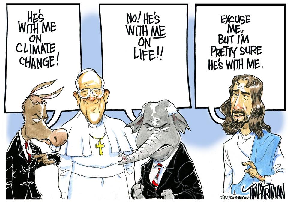 ClassyCatholic's tweet photo. Pope Francis is not a Democrat or a Republican, he's Catholic. #PopeinUS http://t.co/DhwVOV56uC