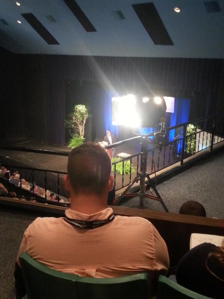 RobKeeney's tweet photo. That moment when Dr. Meyer watches a video he narrated. #PensCeption #PensmoreDialogue2015 @CofOHardWorkU http://t.co/gZ91gQrjIc
