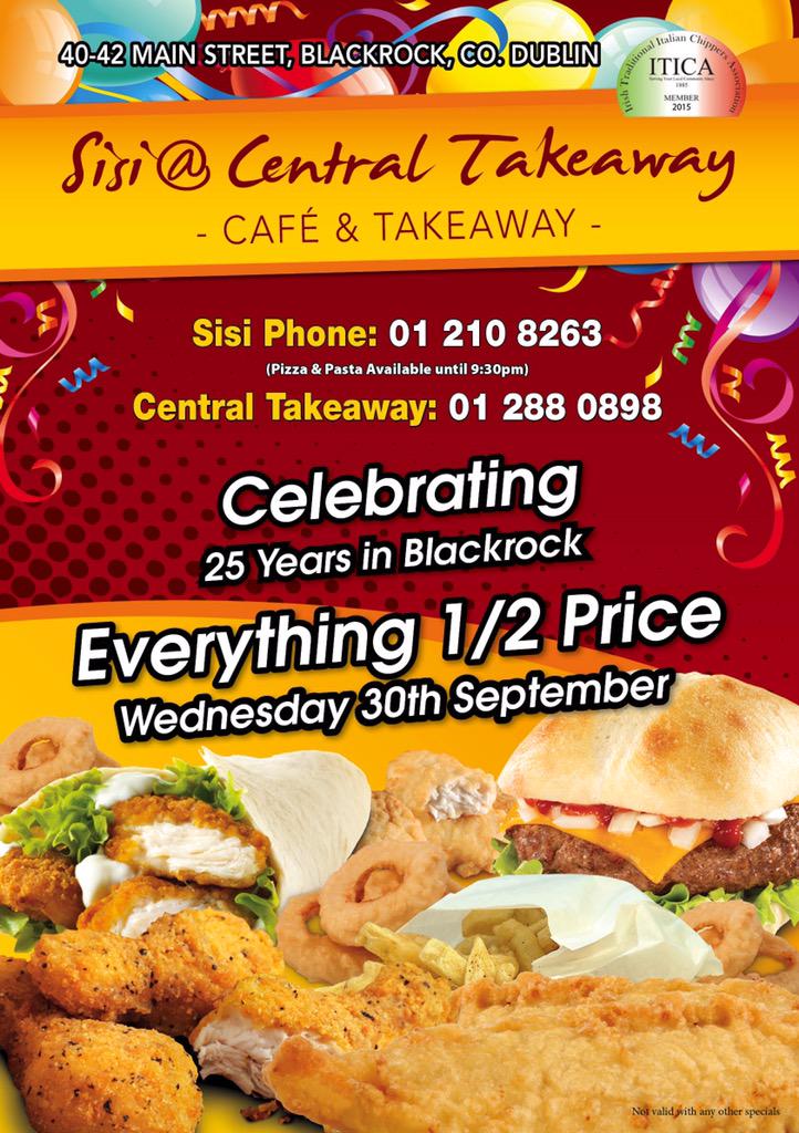 Celebrating 25 years in Blackrock #everything1/2price #centralcafe #blackrock #happyb-day #yummyfood #saltandvinegar