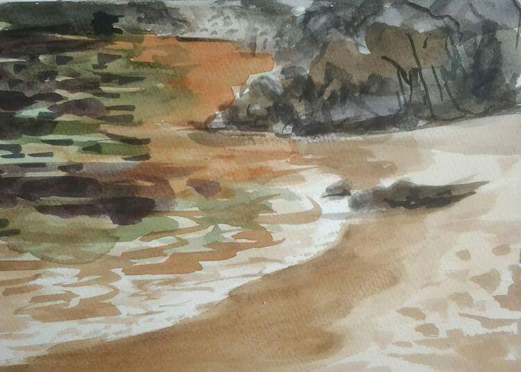 Ricard__Ferrer's tweet photo. #treumal avui 25 de #setembre #Blanes. #pintura #aquarel•la. http://t.co/h76PkPipGo