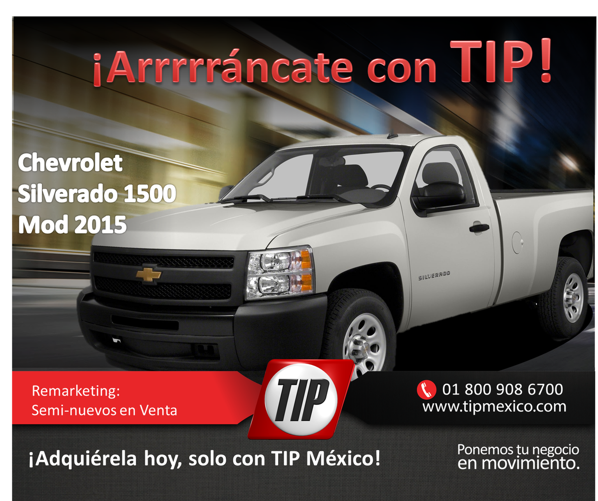TIPMexico_RMKT's tweet photo. ¿Qué esperas para estrenar una grandiosa #Chevrolet #Silverado1500?
¡Llámanos y llévate la tuya! 01 (800) 908 6700 http://t.co/FKGfRvHli6