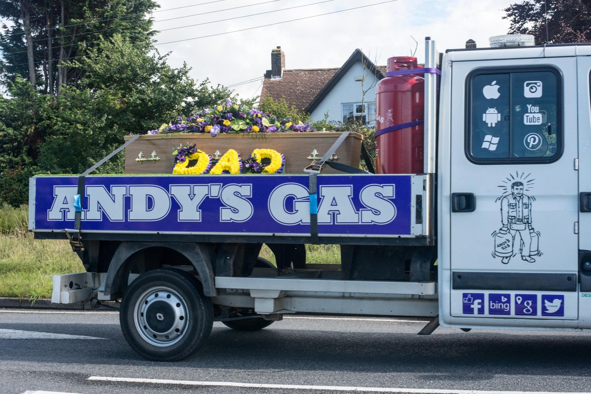 AndysGas's tweet photo. #Funeral Procession of #GasTrucks 
Andy Takes His #Final Journey On Back Of GAS #Truck
LINK: https://t.co/r8tNOawOkk http://t.co/0EOKtnbtn6