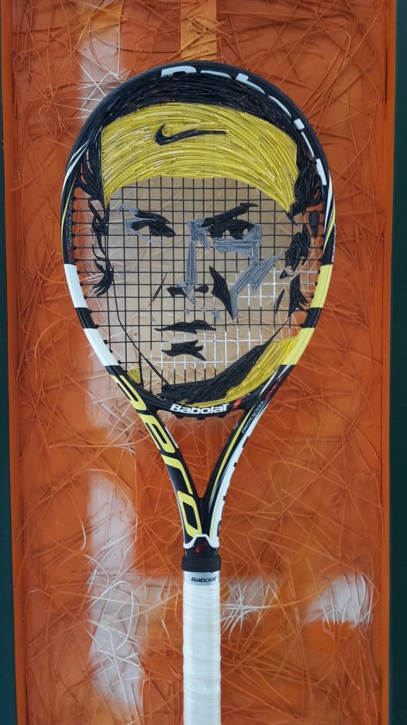 Passion meets passion with @andresbella 's #tennisart made from recycled @babolat product. #TennisRunsInOurBlood