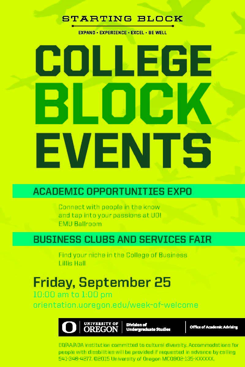 UOAdvising's tweet photo. Come over the the College Block Events in the EMU Ballroom.  Great place to learn about the UO.  #GODUCKS http://t.co/1gOXsi5SPv