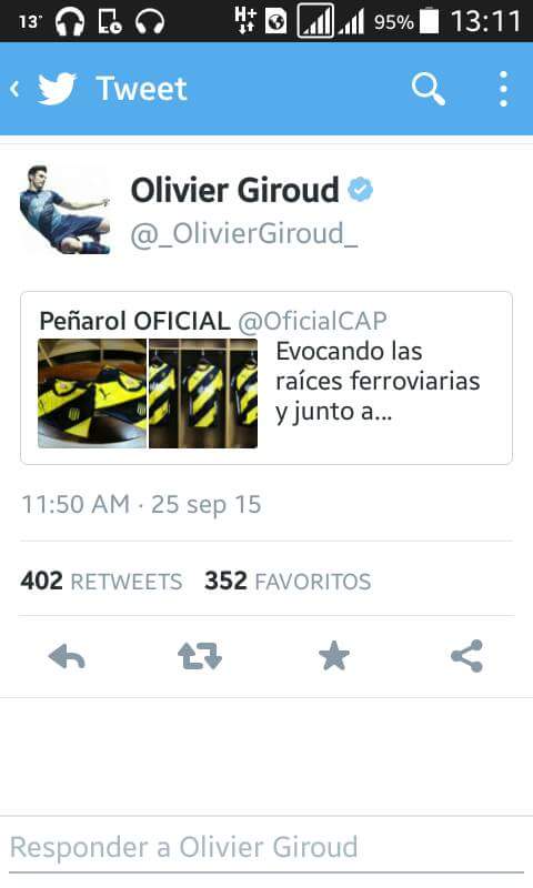 MathiiRollano's tweet photo. @_OlivierGiroud_ Giroud Is this true ?? Greetings from Uruguay http://t.co/tIMxoYqmDE