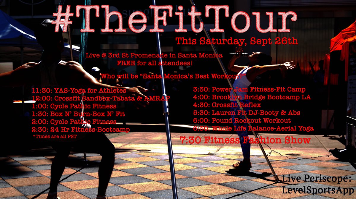 GoSantaMonica's tweet photo. RT @DTSantaMonica: FREE workouts this Saturday with @LevelSportsApp on @3rdSt_Prom #SantaMonica #TheFitTour http://t.co/Ij5vkBqSjP