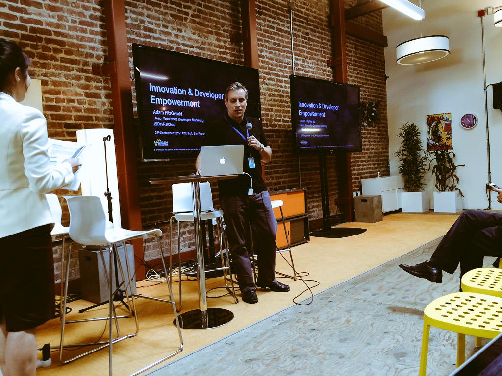 LAPIECES_ENG's tweet photo. second round of keynote by Adam FitzGerald, the head of Worldwide Developer Marketing
#AWSLOFT
#startup
#LAPIECES http://t.co/VF3zXbmqwk