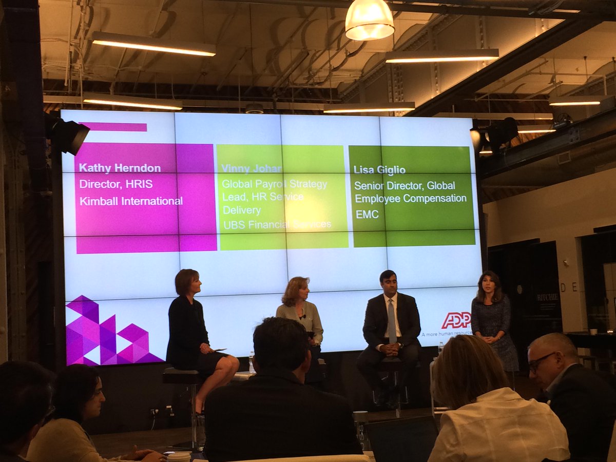 StaceyHarrisHR's tweet photo. Client panel @ADP discussing the big issues #HR deals w/ for  Payroll when managing #M&amp;A or Divestitures #ADPHCM http://t.co/kv60IBmDgk