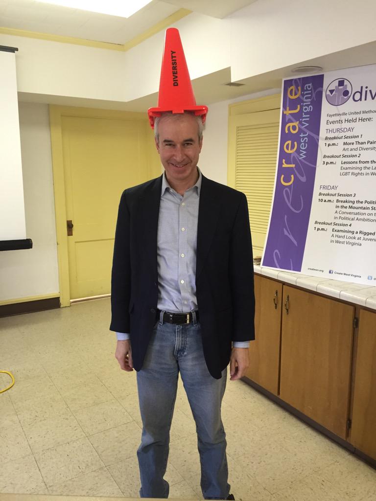 FairnessWV's tweet photo. @FairnessWV won the #diversity award at #createwv2015! We think this look for ED Andrew Schneider is very becoming. http://t.co/G9gbgx8GzE