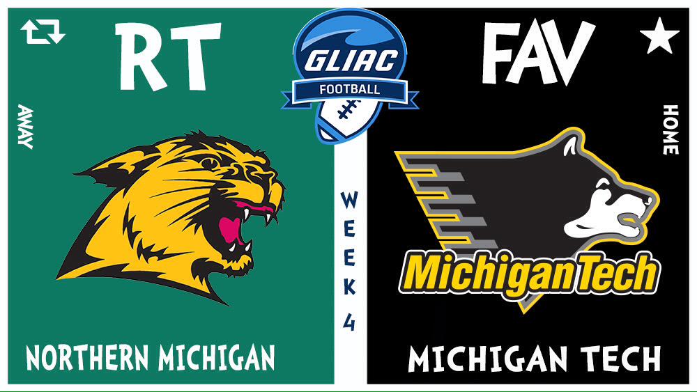 GLIACsports's tweet photo. #GLIACFB Week 4 🏈

RT - N. Michigan
FAV - Michigan Tech

Saturday: 7:00pm
Live Stats: http://t.co/8VIooVq0pi http://t.co/y6GSeMZ8Ym