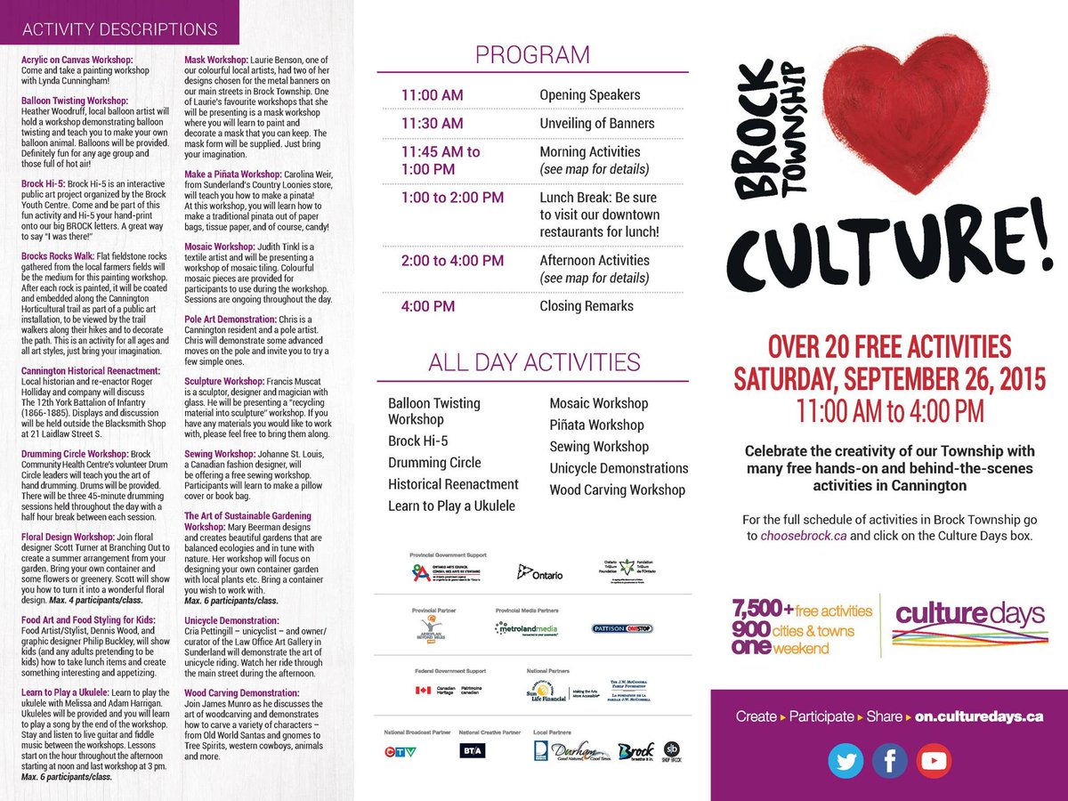 TheCSWC's tweet photo. Join us tomorrow for Culture Days!!
Downtown Cannington has a lot of great things happening!! http://t.co/OXs40t4Iw5