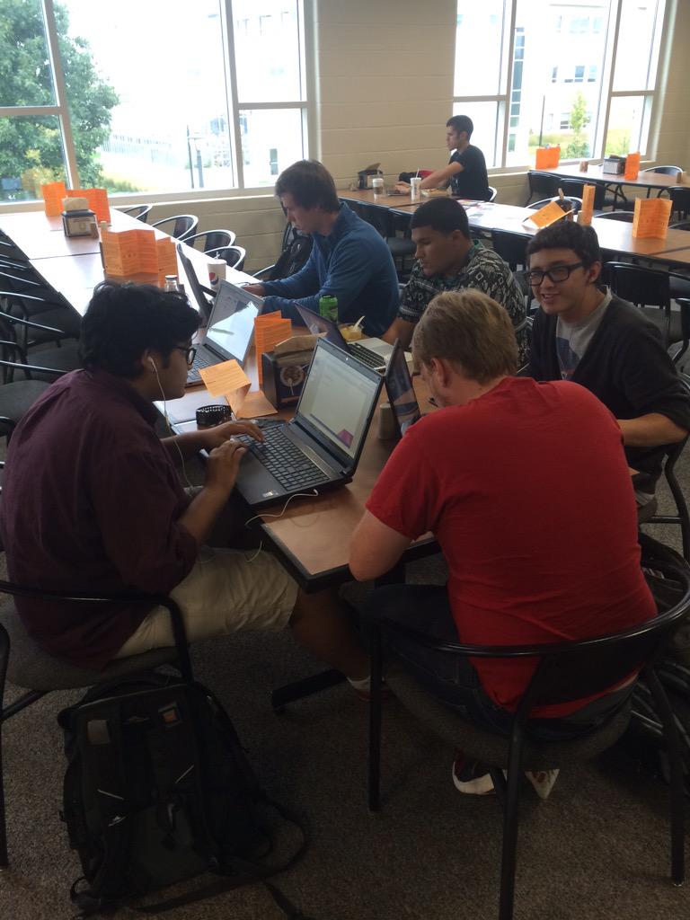 payne2aj's tweet photo. @firstyrengr @JMUEngineering #teammuffintoppers working hard http://t.co/c4WN3FRacl