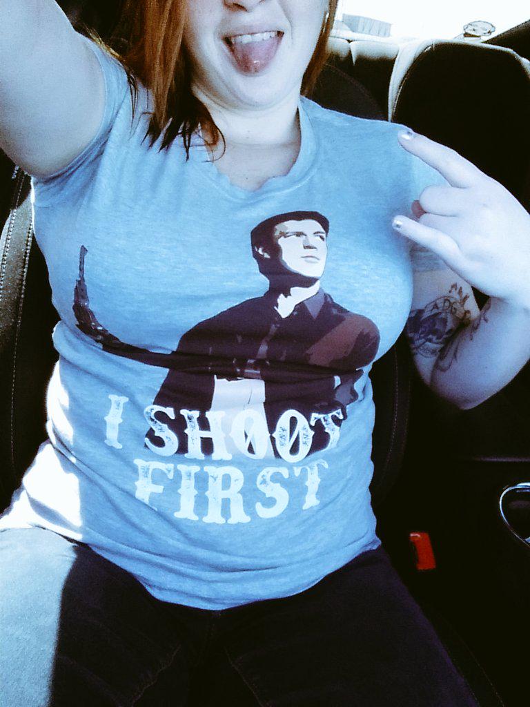 Stormy_KCCO's tweet photo. Fuck yeah!! #IShootFirst #CaptainMal #NathanFillion #ShirtsForCharity #KCCO http://t.co/4o76rHz1Jn