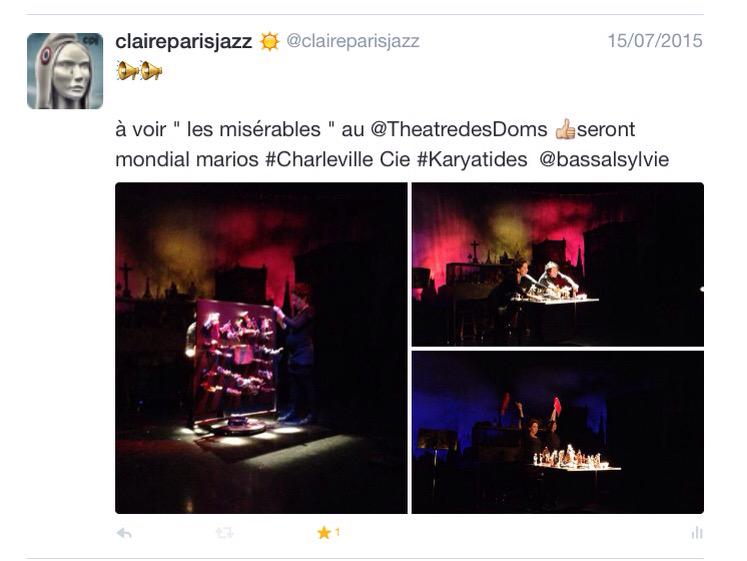 claireparisjazz's tweet photo. 📢📢
Revoir "les misérables" Cie Karyatides 👍
#Charleville #Mondial #Marionnettes #FMTM2015 @festivalpuppet #puppet
/ http://t.co/ID0Gv9wjoZ