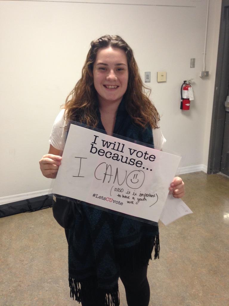 EmmySmi's tweet photo. "I will vote because..." I CAN 😊(and it is important to have a youth voice) #LetsCUvote http://t.co/giu9TVaPTg