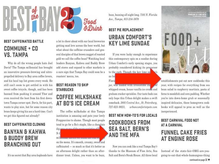 Our books for @bernssteakhouse, <a href="/MFAStPete/">Museum of Fine Arts, St. Petersburg</a> and <a href="/SeaSaltStPete/">Sea Salt St. Pete</a> were recognized in <a href="/cl_tampabay/">@cltampabay.bsky.social</a>’s "Best of the Bay"