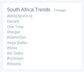 _GLITCHED_'s tweet photo. #MWEBFIFA16 trended #1 in #SouthAfrica on Twitter. Thank you to participants for making it happen. Lots of <3 http://t.co/WdNAJTJYAb