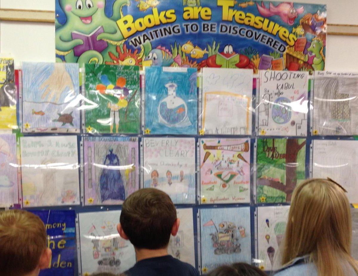 MrsVNeumann's tweet photo. Students share great books through the book covers they created to accompany their monthly Book Talks. #engageD64 http://t.co/EaAQBPjlcp