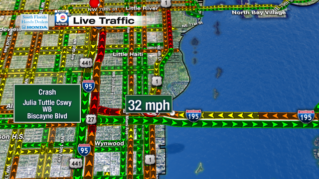 Crash on Julia Tuttle Cswy WB at Biscayne Blvd. Speeds at 32mph #traffic #miami @JeniseFernandez http://t.co/4OgEIYSvVQ