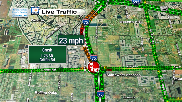 Crash on I-75 SB at Griffin Rd. Speeds at 23mph #traffic #broward @JeniseFernandez http://t.co/YK28pMk1e6